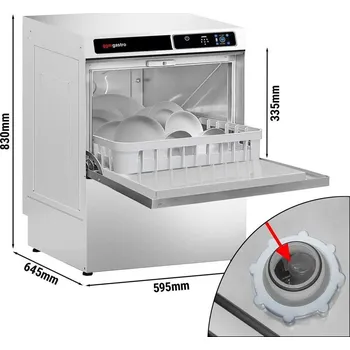 Myčka nádobí G.Gastro Dvoustěnná myčka nádobí - 3,6 kW - vč. odstraňovače vodního kamene - s čerpadlem čisticího, oplachovacího prostředku a vypouštěcím čerpadlem