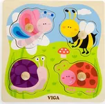 VIGA 50131 dřevěné vkládací puzzle Hmyz 4 dílky