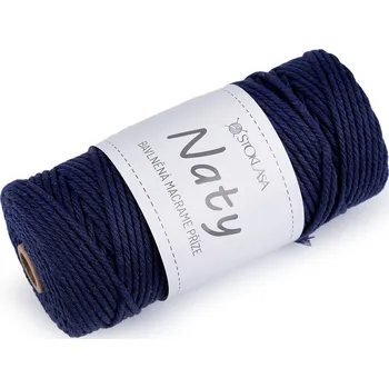 Příze Bavlněná pletací příze macrame Naty Ø3 mm rozčesávací