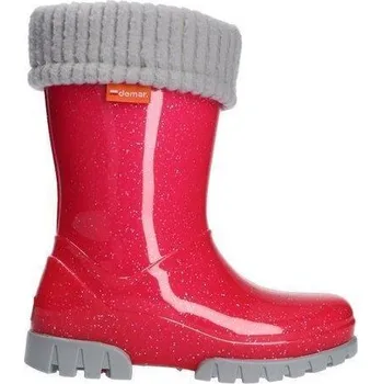 Dívčí obuv Dětské holínky Demar - TWISTER LUX 0406 G - růžový brokát Barva: Růžová, Velikost: 32-33