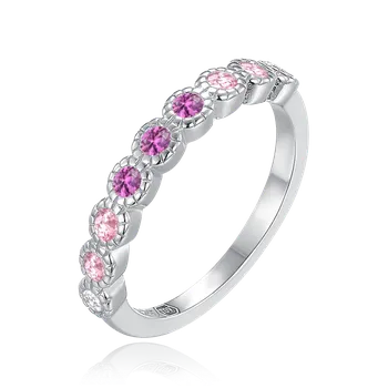 Souprava šperků MINET Stříbrný prsten s bílými, růžovými a červenými zirkony vel. 52 JMAD0054PR52