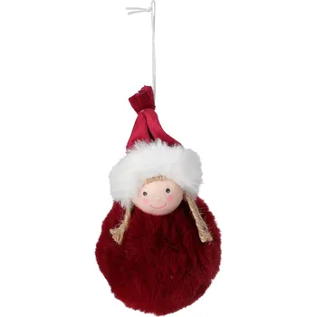 Vánoční dekorace H&L Závěsná dekorace 13 cm Dívka s čepicí, bordó