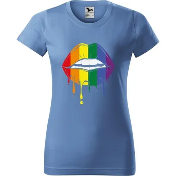 Dámské tričko DOBRÝ TRIKO Dámské tričko s potiskem Pride ústa Barva: Azurová modrá, Velikost: S