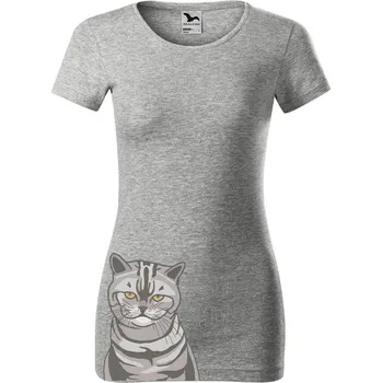 Dámské tričko DOBRÝ TRIKO Dámské tričko KOČKA Velikost: S, Barva: Šedá