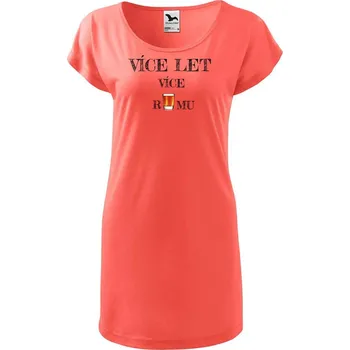 Dámské tričko DOBRÝ TRIKO Dámské tričko/šaty s potiskem Více rumu Velikost: M, Barva: Korálová