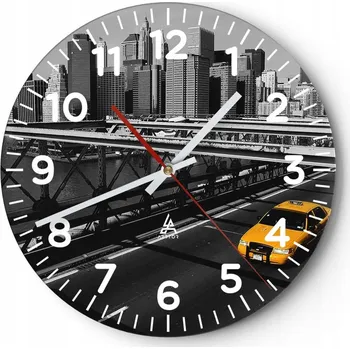 Hodiny Kuchyňské nástěnné hodiny 30x30 Město Moderní skleněné hodiny do obýváku Tiché