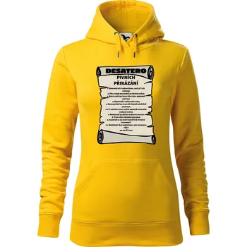 Dámské oblečení DOBRÝ TRIKO Dámská mikina s potiskem Pivní přikázání Velikost dámské mikiny: M, Barva: Žlutá