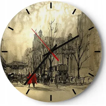 Hodiny Nástěnné hodiny do kuchyně 30x30 Město Skleněné hodiny do obýváku Loft Tiché