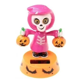 Zahradní dekorace Solární tančící dekorace halloweenský kostlivec, růžová