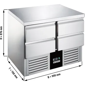 Lednice G.Gastro Chladicí stůl Saladette PREMIUM - 0,9 x 0,7 m - se 4 zásuvkami