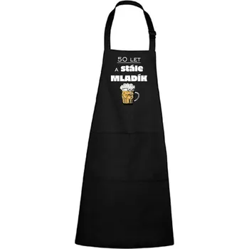 Kuchyňská zástěra DOBRÝ TRIKO Zástěra s potiskem 50 let a stále mladík Barva: Černá