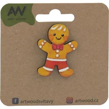 Brož art-wood.cz Dřevěná brož - perníček