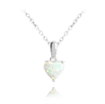 MINET Stříbrný náhrdelník SRDÍČKO s bílým opálkem JMAS0138SN45
