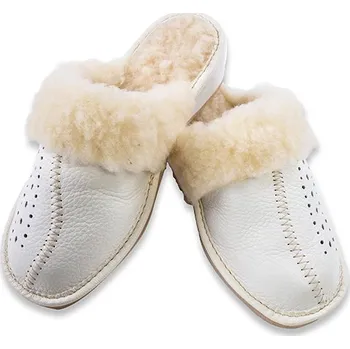 Dámské pantofle Dámské kožené pantofle bílé