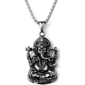 Souprava šperků Stylový přívesek Ganesha z nerezové oceli (Řetízek s přívěskem, Ganesha (Chirurgická ocel))