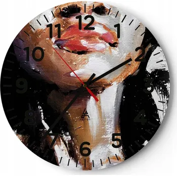 Hodiny Nástěnné hodiny do obýváku 40x40 Žena Kulatý Skleněné hodiny Loft Tiché