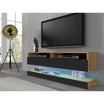 Televizní stolek BIM Televizní stolek DUO 160 cm závěsný s panelem dub artisan/černy