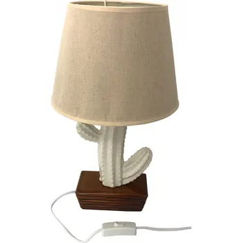 Stojací lampa DUE ESSE, Stolní lampa hnědá s bílým kaktusem 38 cm