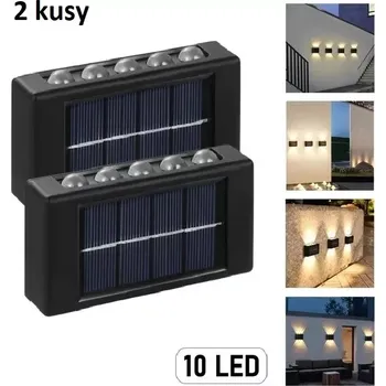Zahradní dekorace Solar S/10 Solární zahradní lampa 10x LED teplá bílá set 2 kusů (Zahradní svítidlo teplá bílá)