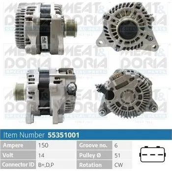 Autoelektrika Alternátor MEAT & DORIA 55351001