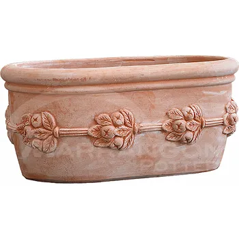 Květináč Terakota - květináč - Oval Planter with fruit - Itálie - 40 x 24 x 18