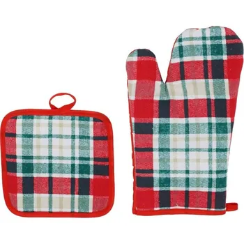 Chňapka Vánoční kuchyňská chňapka a podložka pod hrnec - bavlněná sada