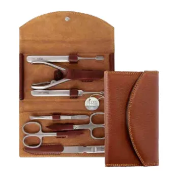 Nippes Nippes CLASSIC sada na manikúru 7 kusů, nerez, pouzdro z hovězí kůže, hnědá 1012