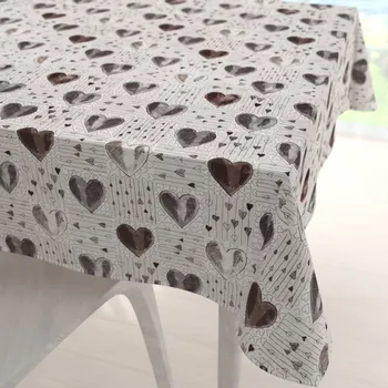 ubrus Bavlněný čtvercový ubrus Sandra SA-027 Tmavé srdce na smetanovém 40x40 cm