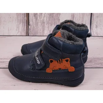 Chlapecká zimní obuv D.D.step Zimní boty D.D. step kožené W082-42774B modré s oranžovým tygrem velikost: 25