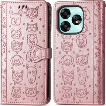 Pouzdro na tablet VSECHNONAMOBIL 75024 ART ANIMALS Peněženkový obal pro Umidigi G5 / G5A růžovozlatý