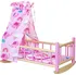 Doplněk pro panenku Kamari Dětská dřevěná kolébka pro panenky se závěsy růžová