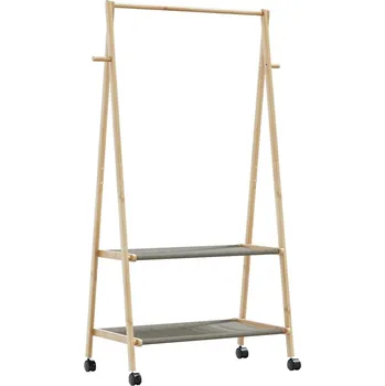 Botník Stojan na oblečení s policemi a kolečky 96x45,5x155,5 cm bambus Hnědá 4008909