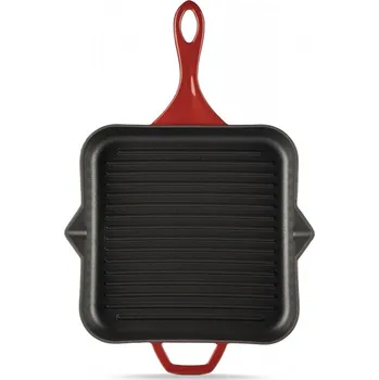 Pánev Hósse, Grilovací pánev čtvercová, 28 x 28 cm, (HS K GTV), vroubkovaná, červená
