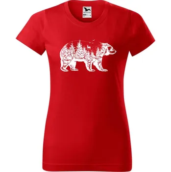 Dámské tričko DOBRÝ TRIKO Dámské tričko s potiskem Medvěd Barva: Červená, Velikost: L