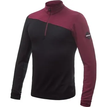 Sensor Merino Extreme pánské tričko s dlouhým rukávem a krátkým zipem, černá/port red S