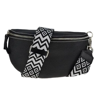 Kabelka NovaKabelka.cz Kožená italská crossbody kabelka Reni Grande Nera s přídavným popruhem III