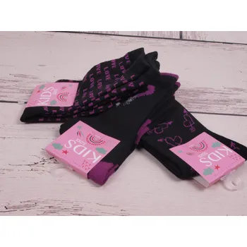 CNB BERLIN sada 3 párů ponožky DE 54296 černofialové 3 páry velikosti ponožek: 20-22 ( EUR vel. 31-34)