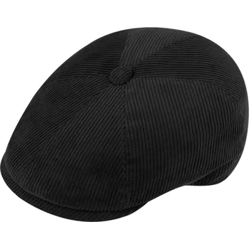 Čepice Fiebig - Headwear since 1903 Pánská černá manšestrová 6-dílná bekovka s prošívanou nepromokavou podšívkou Velikost: 61 cm (XL)