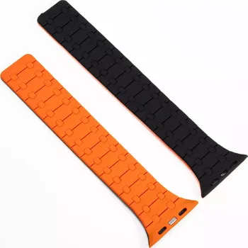 Silikonový Magnetický Pásek Na Apple Watch 42/44/45/49 Barva: Oranžovo-Černá