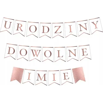 BANNER girlanda k NAROZENINÁM + libovolné JMÉNO ROSEgold