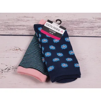 CNB BERLIN sada 2 párů ponožky DE 54252 proužkované a tm.modré se srdíčky 2 páry velikosti ponožek: 18-20 ( EUR vel. 27-30)