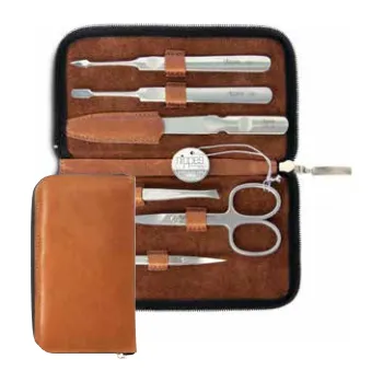 Nippes Nippes WHISKEY, sada na manikúru, 6 kusů, nerez, kůže hnědá 1014