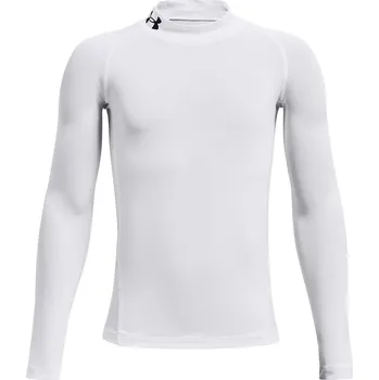 Chlapecké tričko Dětské funkční tričko s dlouhým rukávem Under Armour B HG ARMOUR MOCK LS TEE bílé 1369477-100 - YM | UK 6,5 | US 8