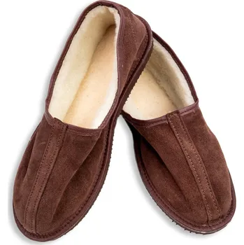Pánská obuv Bačkory s ovčí vlnou hnědé