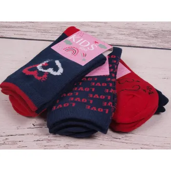 CNB BERLIN sada 3 párů ponožky DE 54296 tmavomodré s červenou 3 páry velikosti ponožek: 20-22 ( EUR vel. 31-34)