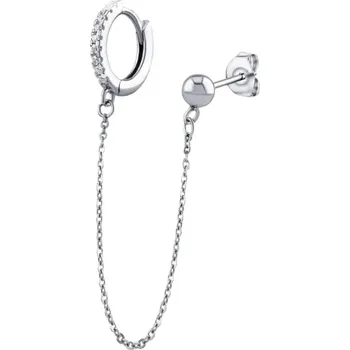 Šperk Silvego Stříbrná náušnice Sigi na jedno ucho s řetízkem a Brilliance Zirconia