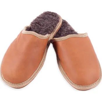 Pánské pantofle Luxusní kožené pánské pantofle s ovčí vlnou