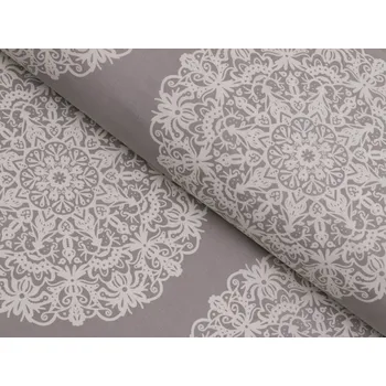 Bavlněná látka/plátno Sandra SA-547 Krémové mandaly na béžovošedém - šířka 160 cm