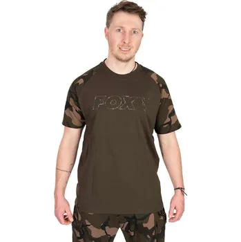 Rybářské oblečení Fox Tričko Khaki/Camo Outline T-Shirt