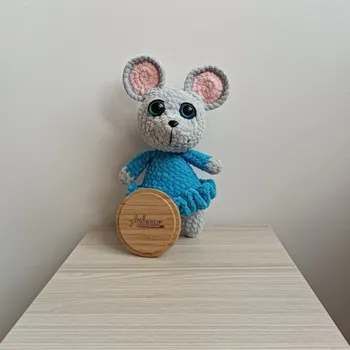 plyšák Myš v šatech Šedo - modrá